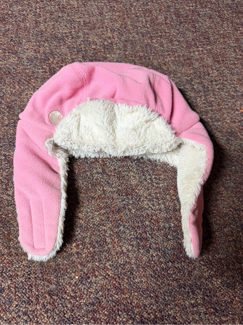 Carhartt Pink Fleece Earflap Hat with Cream Lining